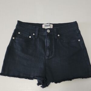 PINK Victoria's Secret Black Jean Shorts High-Waisted Frayed Hem